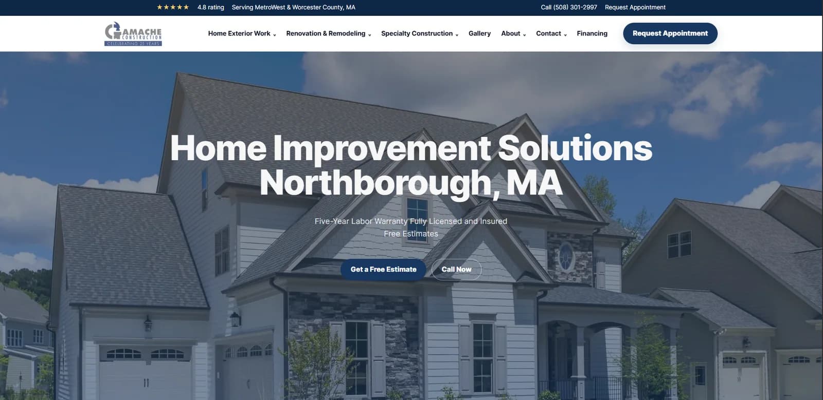 Gamache Construction website preview